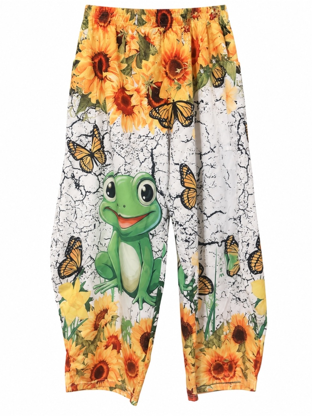 Sunflower Frog Wide-Leg Pajama Pants - Yellow Green